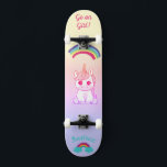 Unicorn rainbow Skateboard<br><div class="desc">Unicorn on skateboard with personalised captions Unicorn Personalised Skateboard CLICK on PERSONALIZE TEMPLATE OPTION AND ENTER the NAME. you can also custom other caption. Cool skateboard designed with vivid colours and for the background and a funky unicorn riding a skateboard. This Skateboard makes a great gift idea for a unicorn...</div>