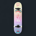 Unicorn rainbow Skateboard<br><div class="desc">Unicorn on skateboard with personalised captions Unicorn Personalised Skateboard CLICK on PERSONALIZE TEMPLATE OPTION AND ENTER the NAME. you can also custom other caption. Cool skateboard designed with vivid colours and for the background and a funky unicorn riding a skateboard. This Skateboard makes a great gift idea for a unicorn...</div>