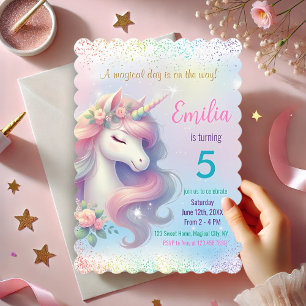 Unicorn Rainbow Sparkles Birthday Invitation