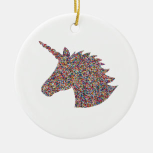 Unicorn Rainbow Sprinkle Ceramic Ornament