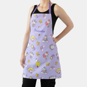 Unicorn Rainbow Star Light Purple Themed Apron