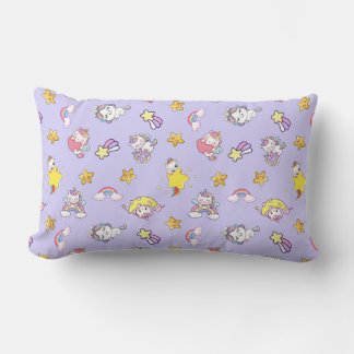 Unicorn Rainbow Star Light Purple Themed Lumbar Cushion