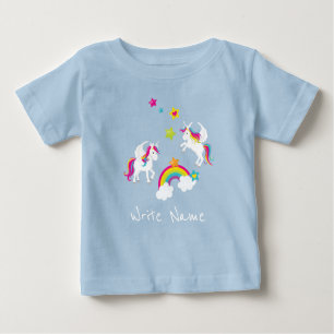 Unicorn Rainbow Stars. Fairy Tale Baby Tee