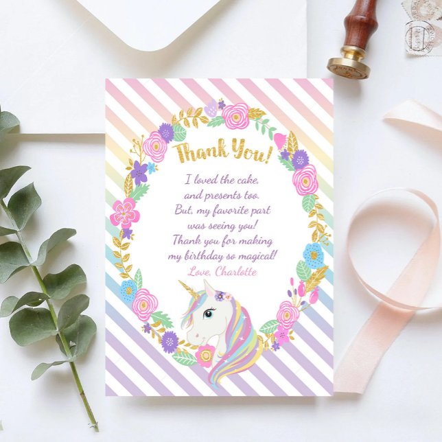 Unicorn Rainbow Thank You Cards (Creator Uploaded)