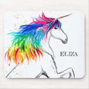 Unicorn rainbow watercolor Colourful kids Girly  Mouse Pad