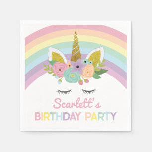 Unicorn Rainbows Birthday Party Napkin