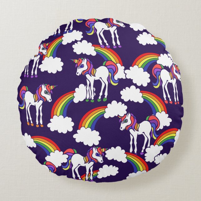 Unicorn Rainbows Round Cushion (Front)