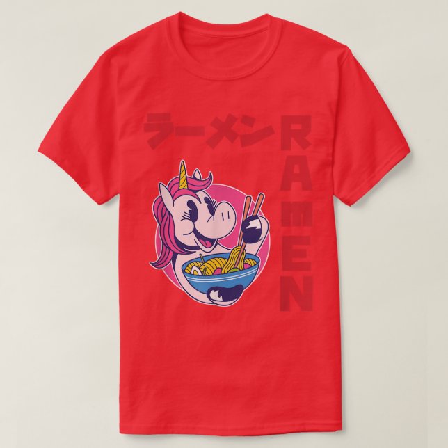 Unicorn Ramen Anime Noodles Kawaii Japanese Japan  T-Shirt (Design Front)