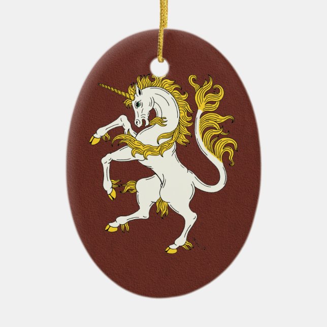 Unicorn Rampant Ceramic Tree Decoration (Front)