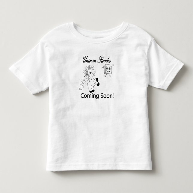 Unicorn Reader Coming Soon Kids Black Logo Tee (Front)