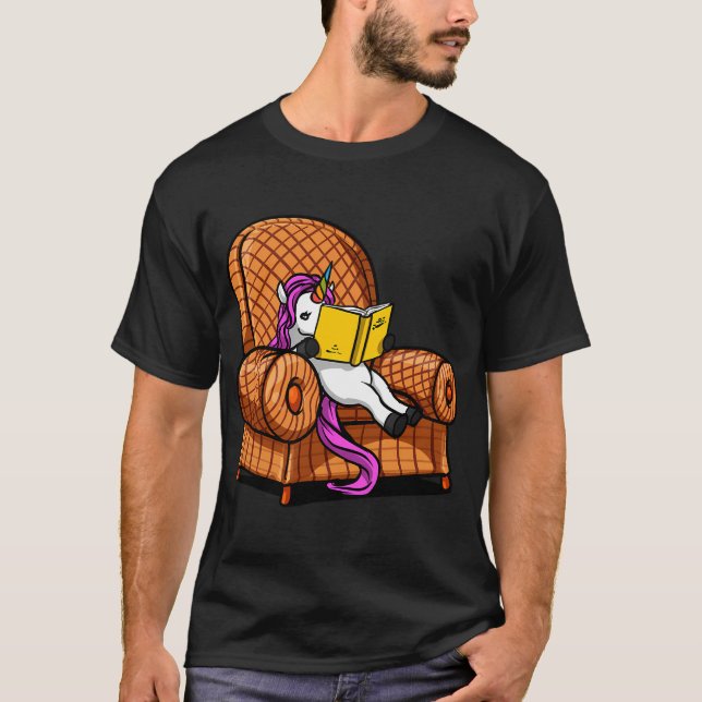 Unicorn Reading Books T-Shirt (Front)