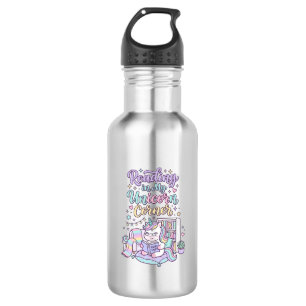 Unicorn Reading in My Unicorn Corner Cute Pastel T 532 Ml Water Bottle