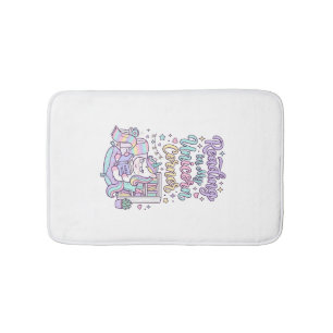 Unicorn Reading in My Unicorn Corner Cute Pastel T Bath Mat