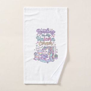 Unicorn Reading in My Unicorn Corner Cute Pastel T Hand Towel