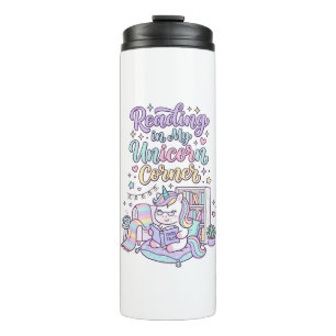 Unicorn Reading in My Unicorn Corner Cute Pastel T Thermal Tumbler