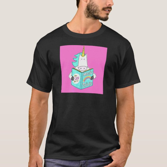 Unicorn Reading Magic Tricks Book  Cute Humour Pin T-Shirt (Front)