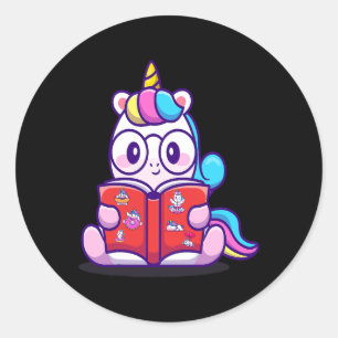 Unicorn reads here journal notebook classic round sticker