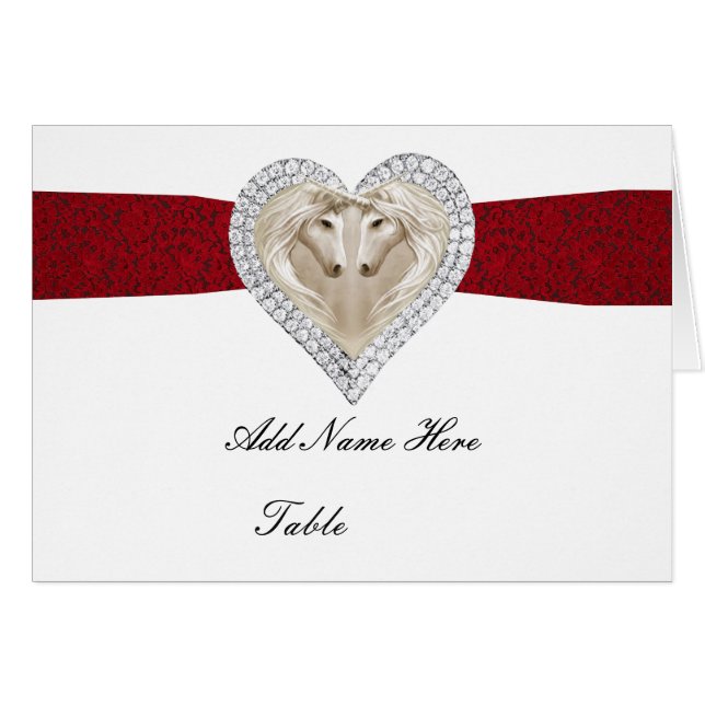 Unicorn Red Lace Table Place Card (Front Horizontal)