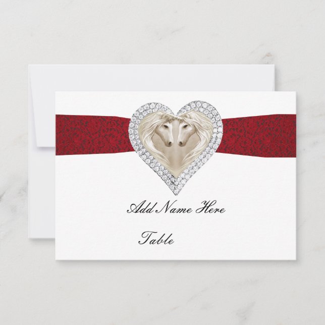 Unicorn Red Lace Table Place Card (Front)