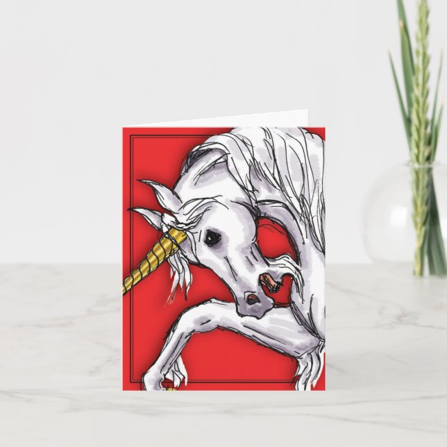 Unicorn Red notecard (Front)