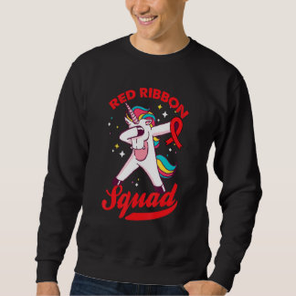 Unicorn Red Ribbon Squad Week Awareness Red Ribbon Sweatshirt
