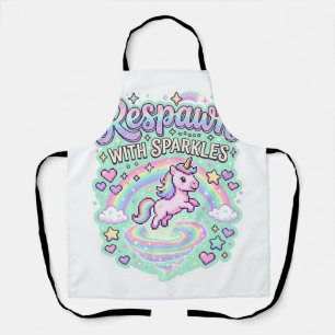 Unicorn Respawn with Sparkles Premium Vector Stick Apron