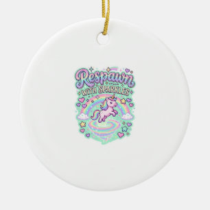Unicorn Respawn with Sparkles Premium Vector Stick Ceramic Ornament