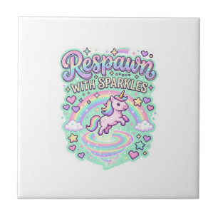 Unicorn Respawn with Sparkles Premium Vector Stick Ceramic Tile