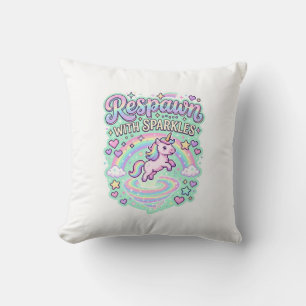 Unicorn Respawn with Sparkles Premium Vector Stick Cushion