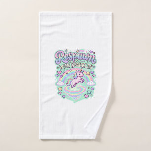 Unicorn Respawn with Sparkles Premium Vector Stick Hand Towel