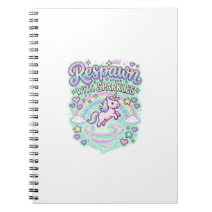 Unicorn Respawn with Sparkles Premium Vector Stick Notebook