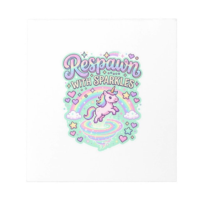 Unicorn Respawn with Sparkles Premium Vector Stick Notepad (Front)