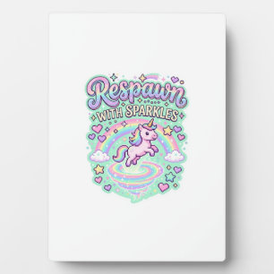 Unicorn Respawn with Sparkles Premium Vector Stick Plaque