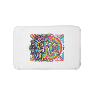 Unicorn Retro Rainbow Rider Bath Mat