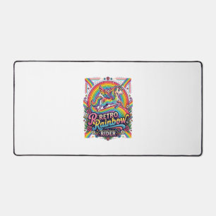 Unicorn Retro Rainbow Rider Desk Mat