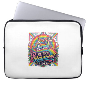 Unicorn Retro Rainbow Rider Laptop Sleeve