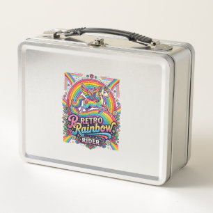 Unicorn Retro Rainbow Rider Metal Lunch Box