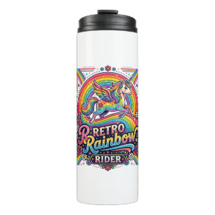 Unicorn Retro Rainbow Rider Thermal Tumbler