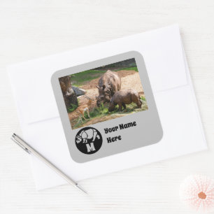 Unicorn Rhino Silhouette Monogram Name Tag Photo