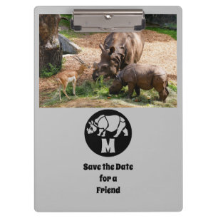 Unicorn Rhino Silhouette Monogram Photo Clipboard