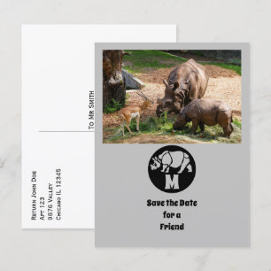 Unicorn Rhino Silhouette Monogram Photo Invitation Postcard