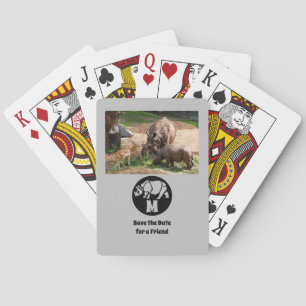 Unicorn Rhino Silhouette Monogram Photo Playing Cards