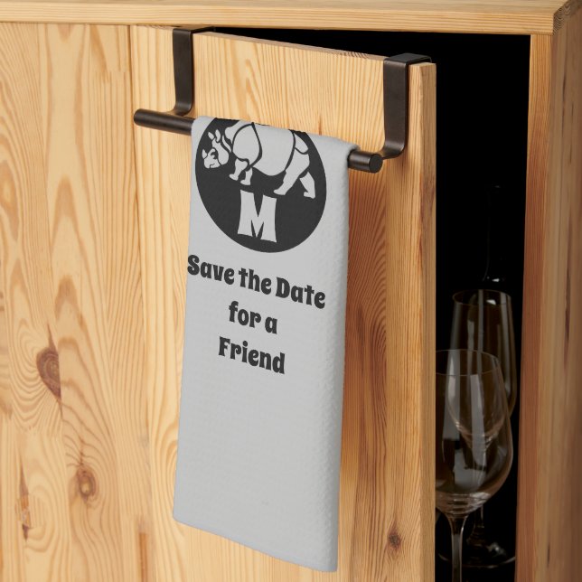 Unicorn Rhino Silhouette Monogram Photo Tea Towel (Thirds Fold)