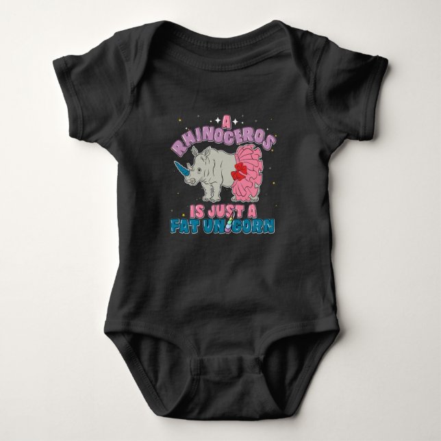 Unicorn Rhinoceros Animal Baby Shower New Mum Baby Bodysuit (Front)