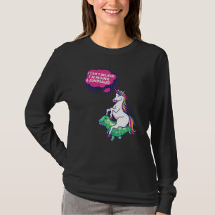 Unicorn Rides Dinosaur Fun T-Shirt