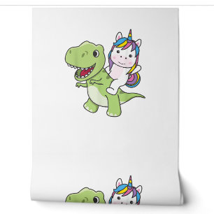 Unicorn Rides On Trex Cute Dinosaur With Unicorns Wallpaper