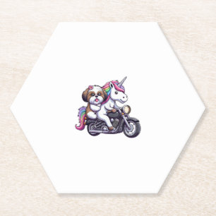 Unicorn Riding A Motorcycle Girls Women Kids Men S Paper Coaster