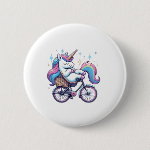 Unicorn Riding Bicycle Boys Girls Women Kids Teens 6 Cm Round Badge
