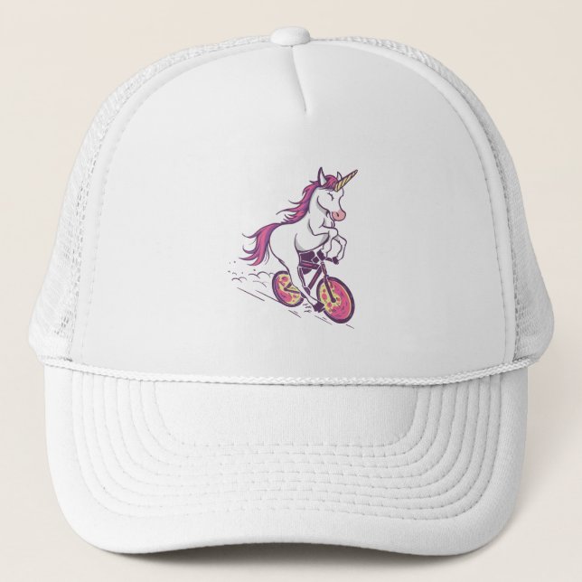 UNICORN RIDING BIKE TRUCKER HAT (Front)