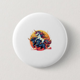 Unicorn Riding Bull Boys Girls Men Women Kids Rain 6 Cm Round Badge